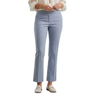 LE SUIT Womens Gingham Dress Pants Blue White Checkered Straight Leg Size 14 NWT